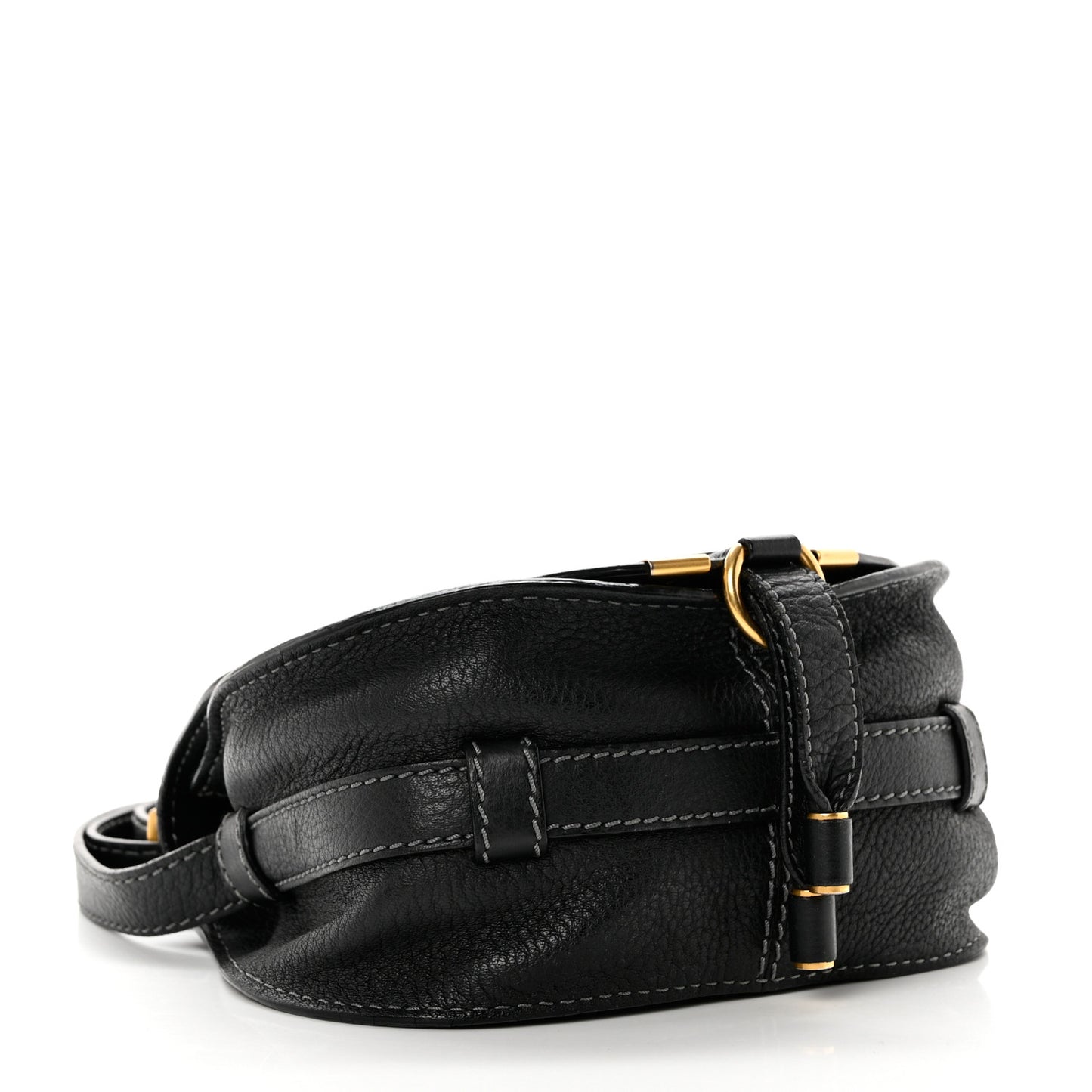 Calfskin Mini Marcie Round Crossbody Bag Black