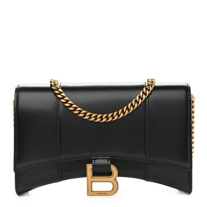 Balenciaga Shiny Box Calfskin Hourglass Chain Bag Black 1 of 9