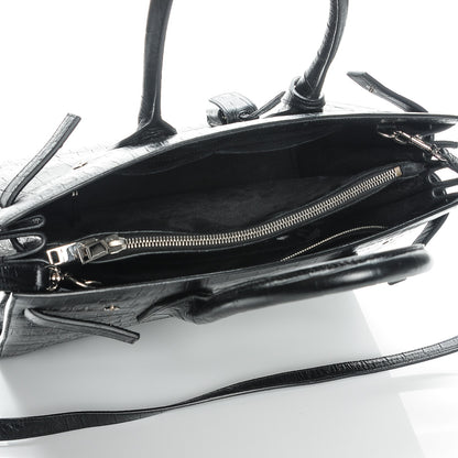 Saint Laurent Calfskin Crocodile Embossed Small Sac de Jour Black 5 of 7