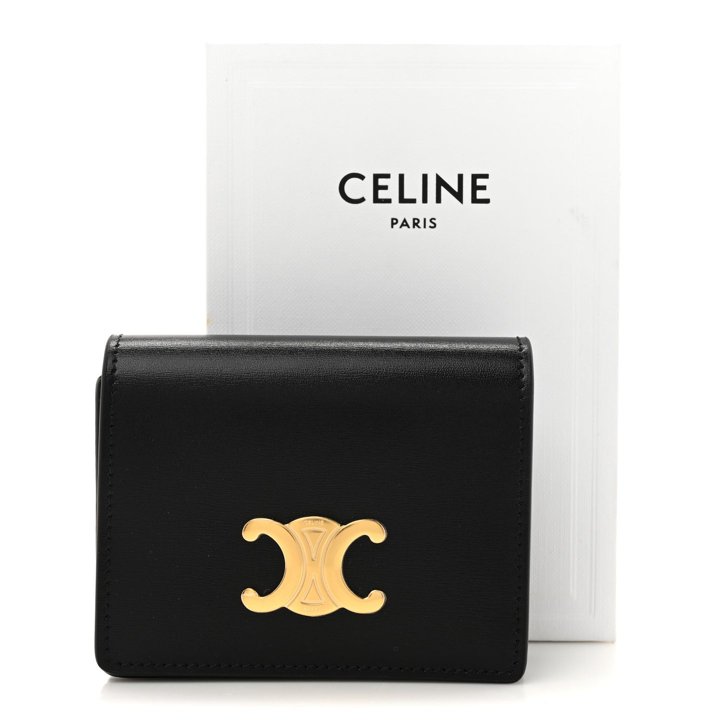 Shiny Calfskin Triomphe Busincess Card Holder Black