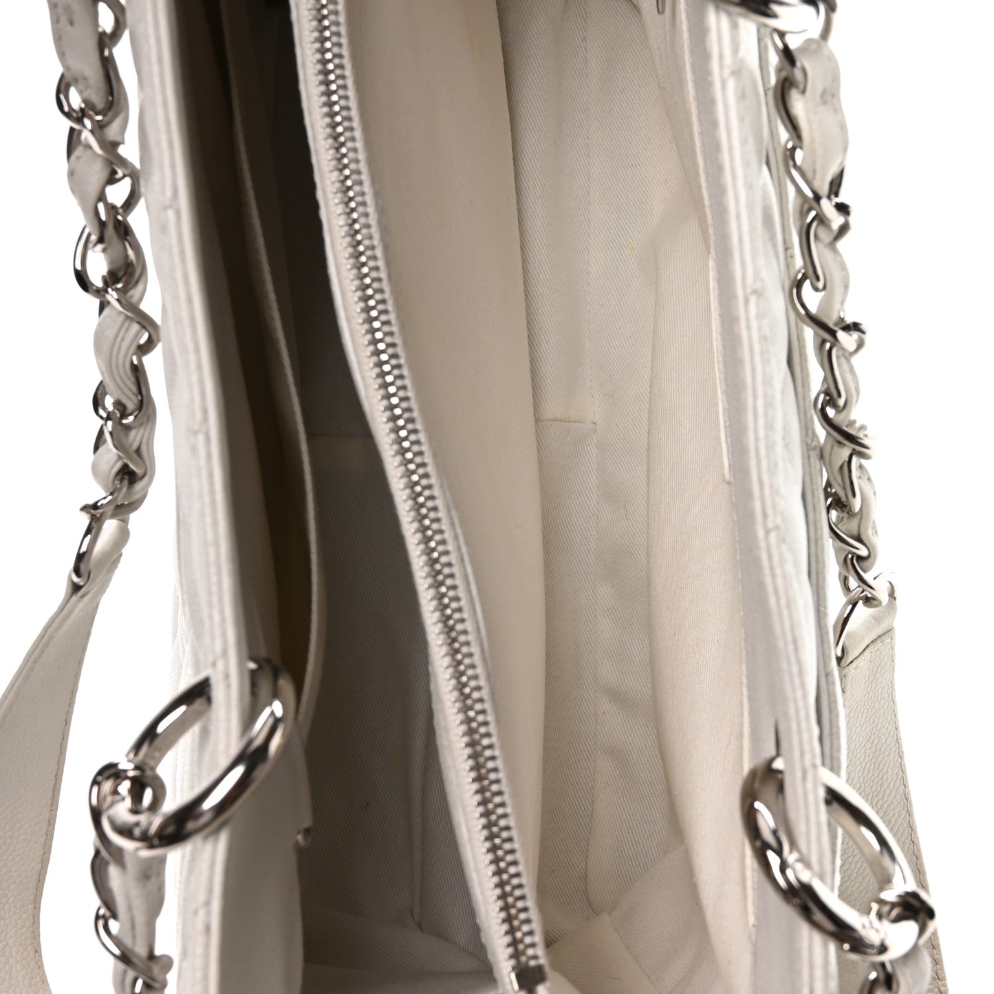 Caviar Quilted Grand Shopping Tote GST White