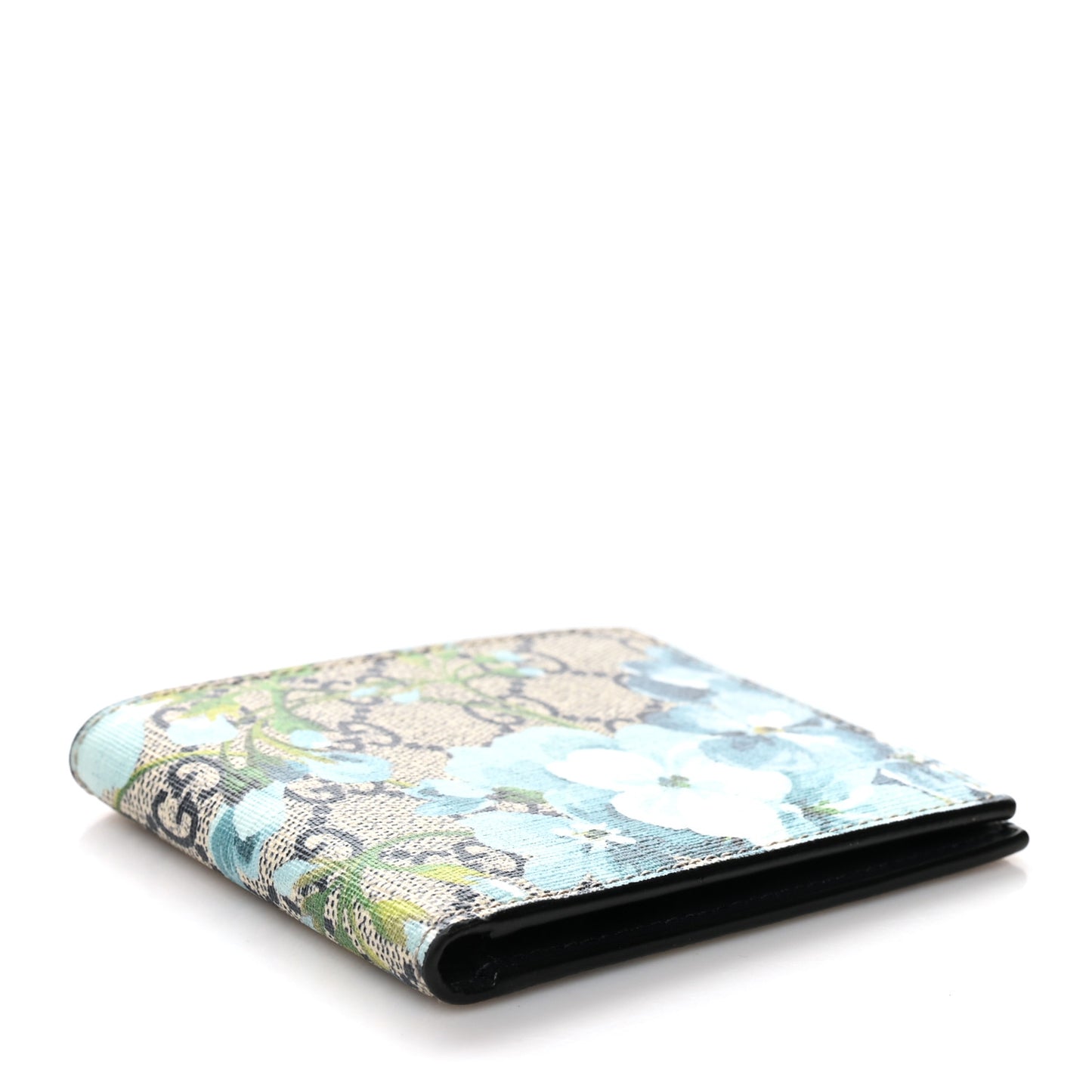 GG Supreme Monogram Blooms Bi-Fold Wallet Beige Blue Navy