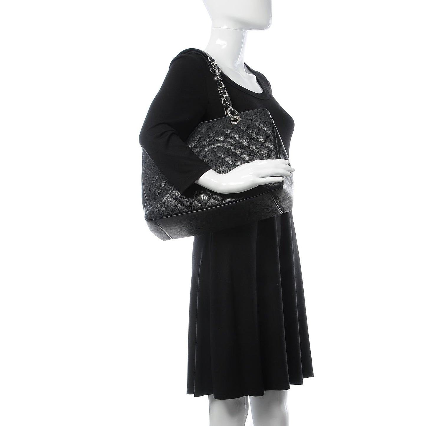 Caviar Quilted Grand Shopping Tote GST Black