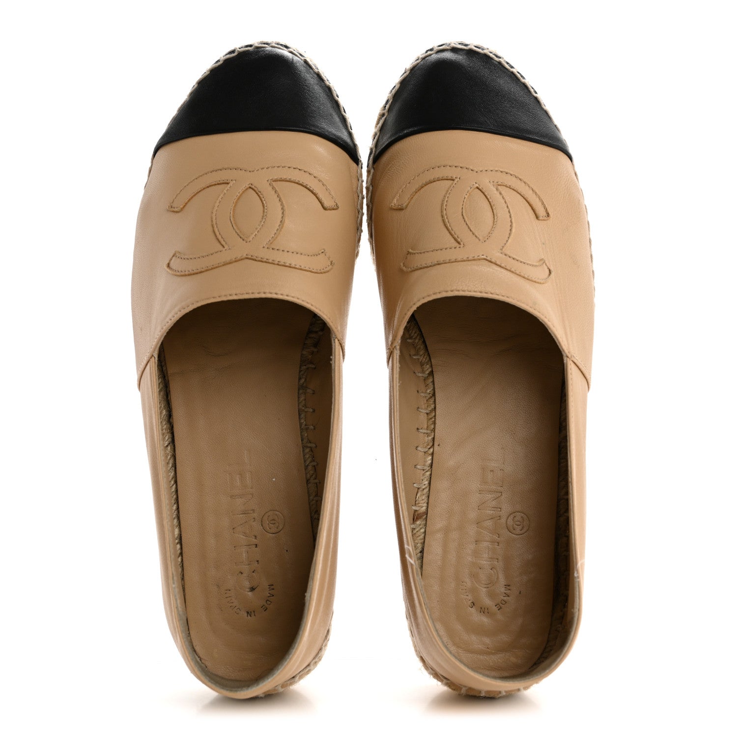 Chanel Lambskin CC Espadrilles 40 Beige Black 2 of 10