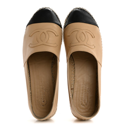 Chanel Lambskin CC Espadrilles 40 Beige Black 2 of 10