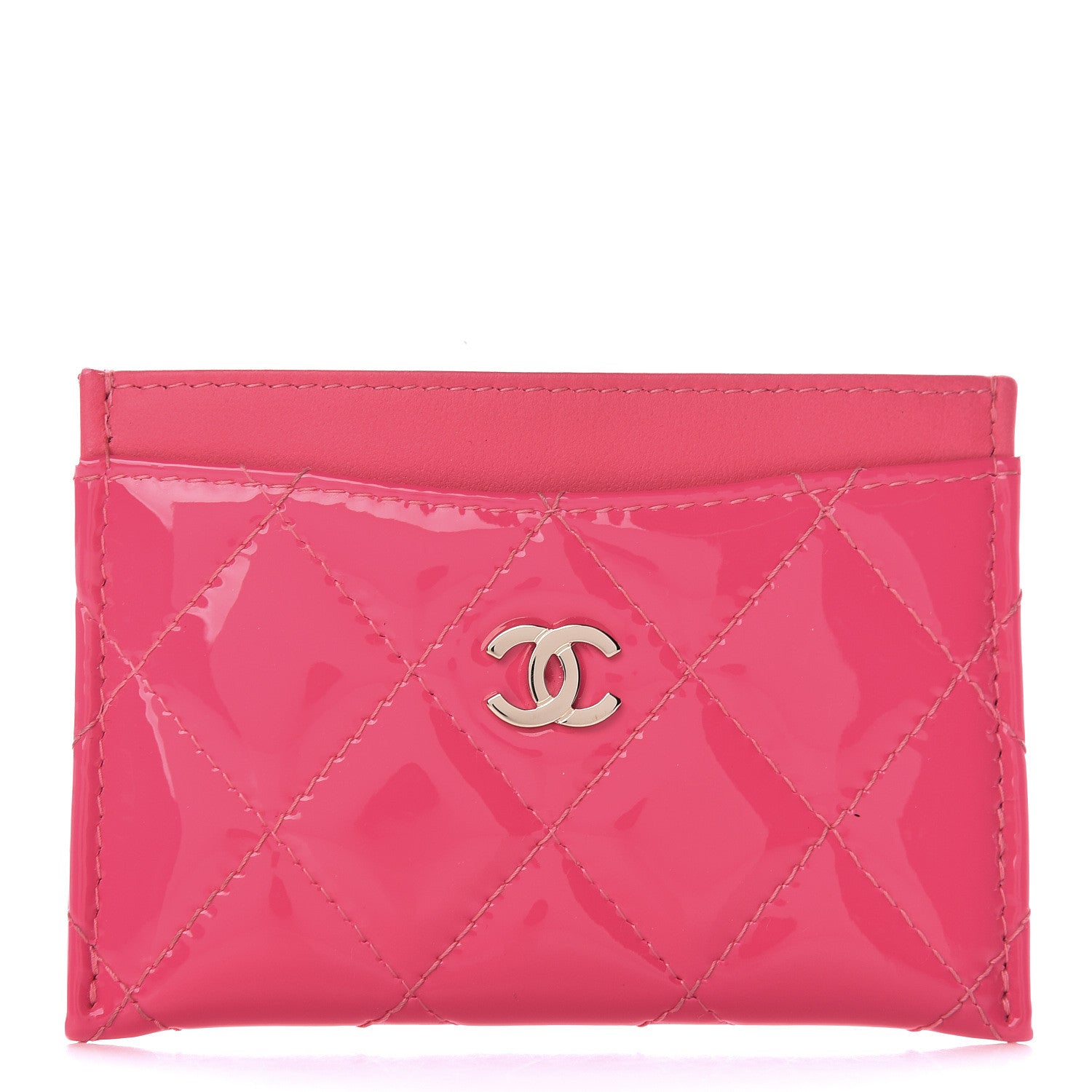Chanel Patent Quilted Card Holder Pink 1 of 9