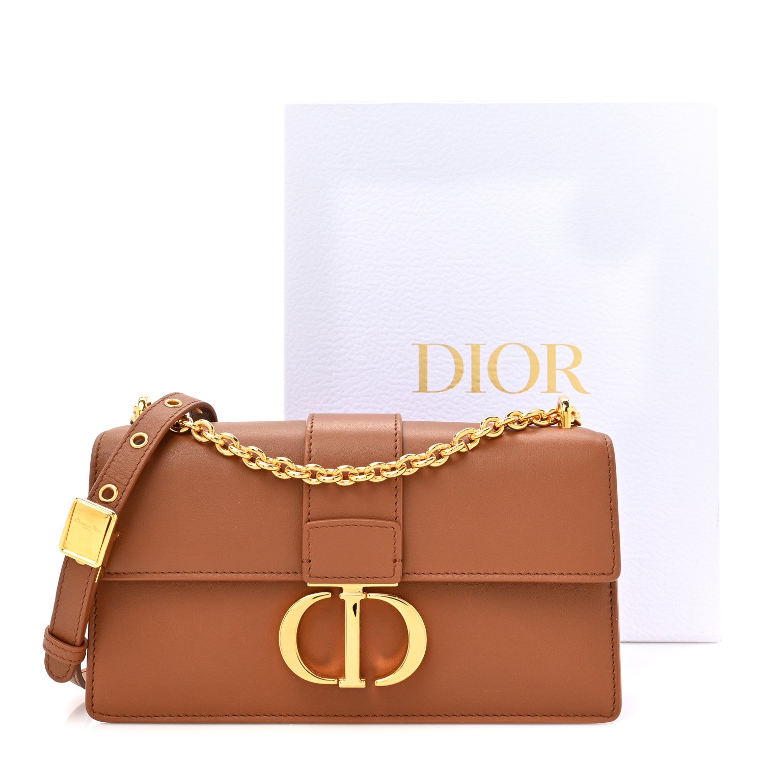Christian Dior Grained Calfskin 30 Montaigne East West Chain Flap Bag Brown 12 of 12