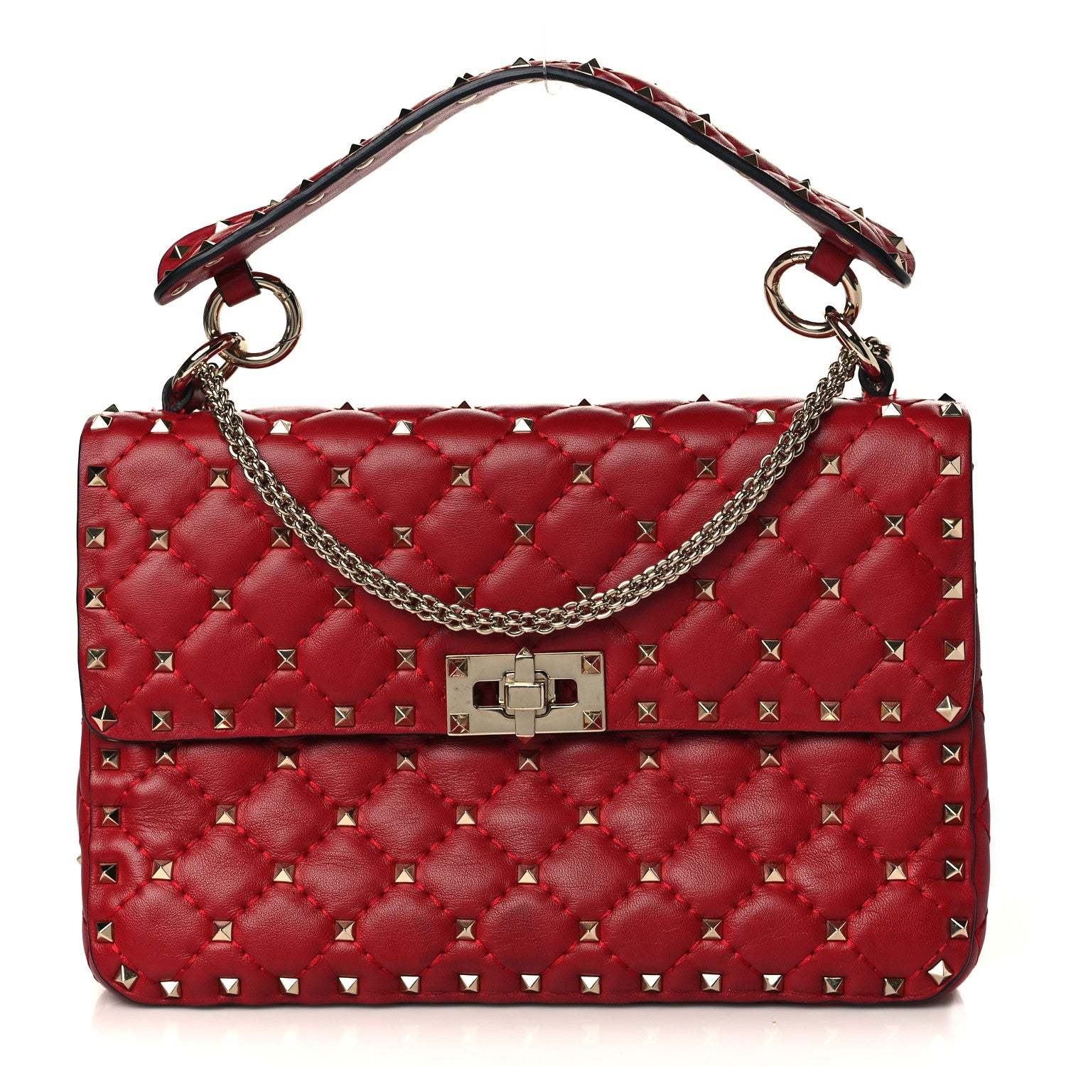 Valentino Garavani Nappa Medium Rockstud Spike Shoulder Bag Rosso Valentino 1 of 9