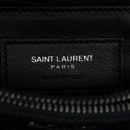 Saint Laurent Sheepskin Matelasse Chevron Monogram Medium College Bag Deep Marine 8 of 8