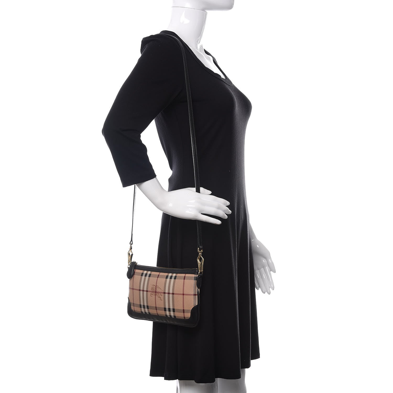 Burberry Haymarket Check Small Peyton Crossbody Clutch Bag Black 2 of 10