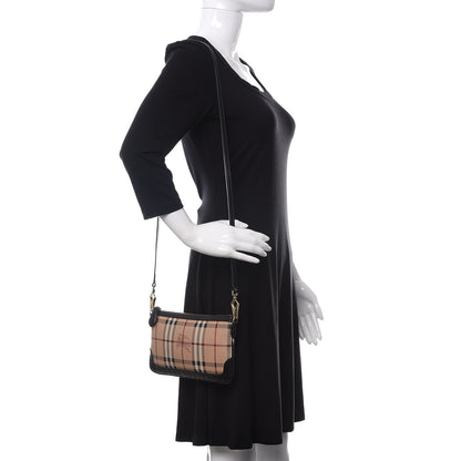 Burberry Haymarket Check Small Peyton Crossbody Clutch Bag Black 2 of 10