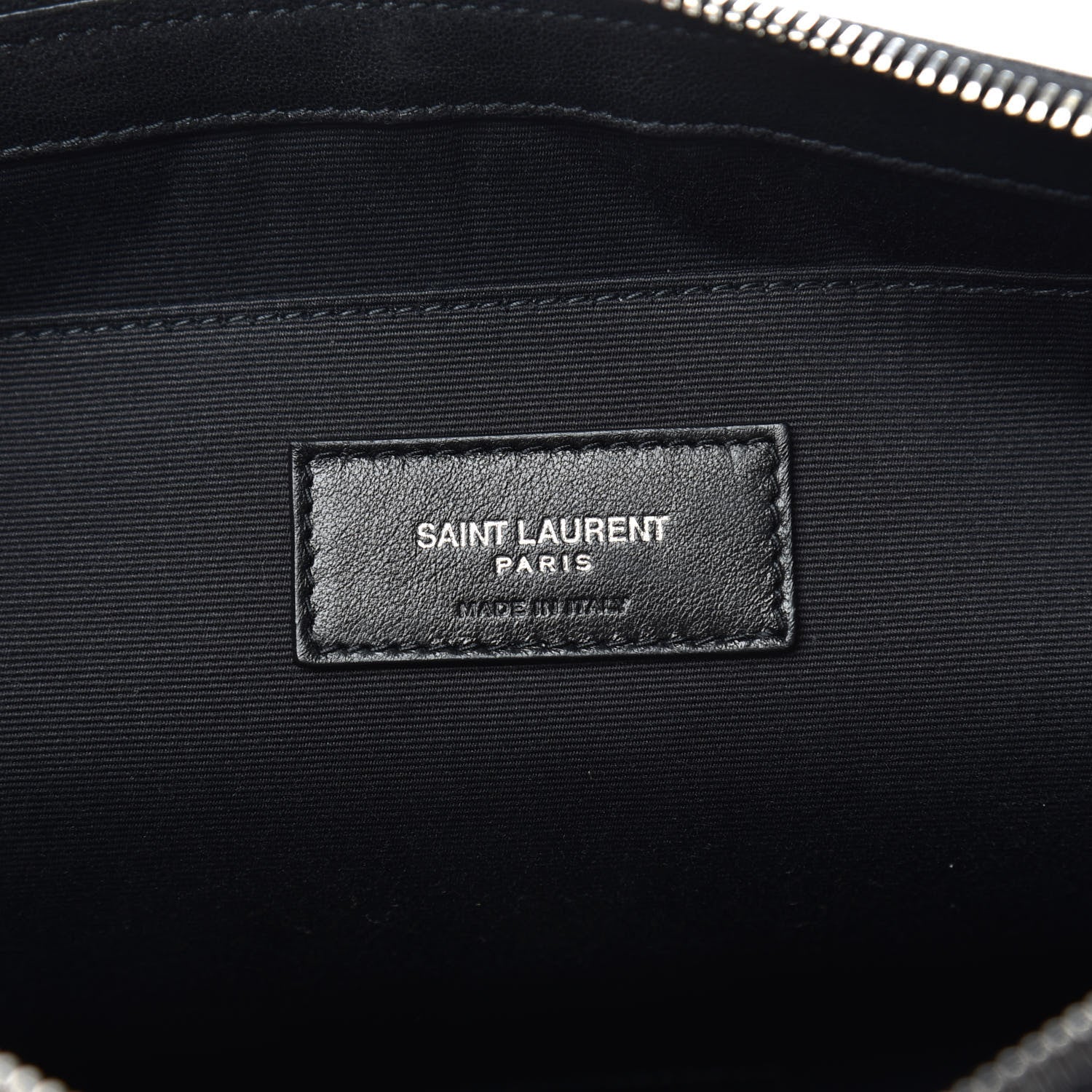 Saint Laurent Linen Canvas Rive Gouche Zipped Pouch Black 6 of 7