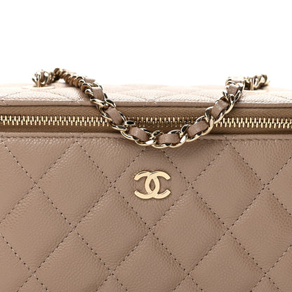 Chanel Caviar Quilted Small Vanity Case With Chain Dark Beige 8 of 10