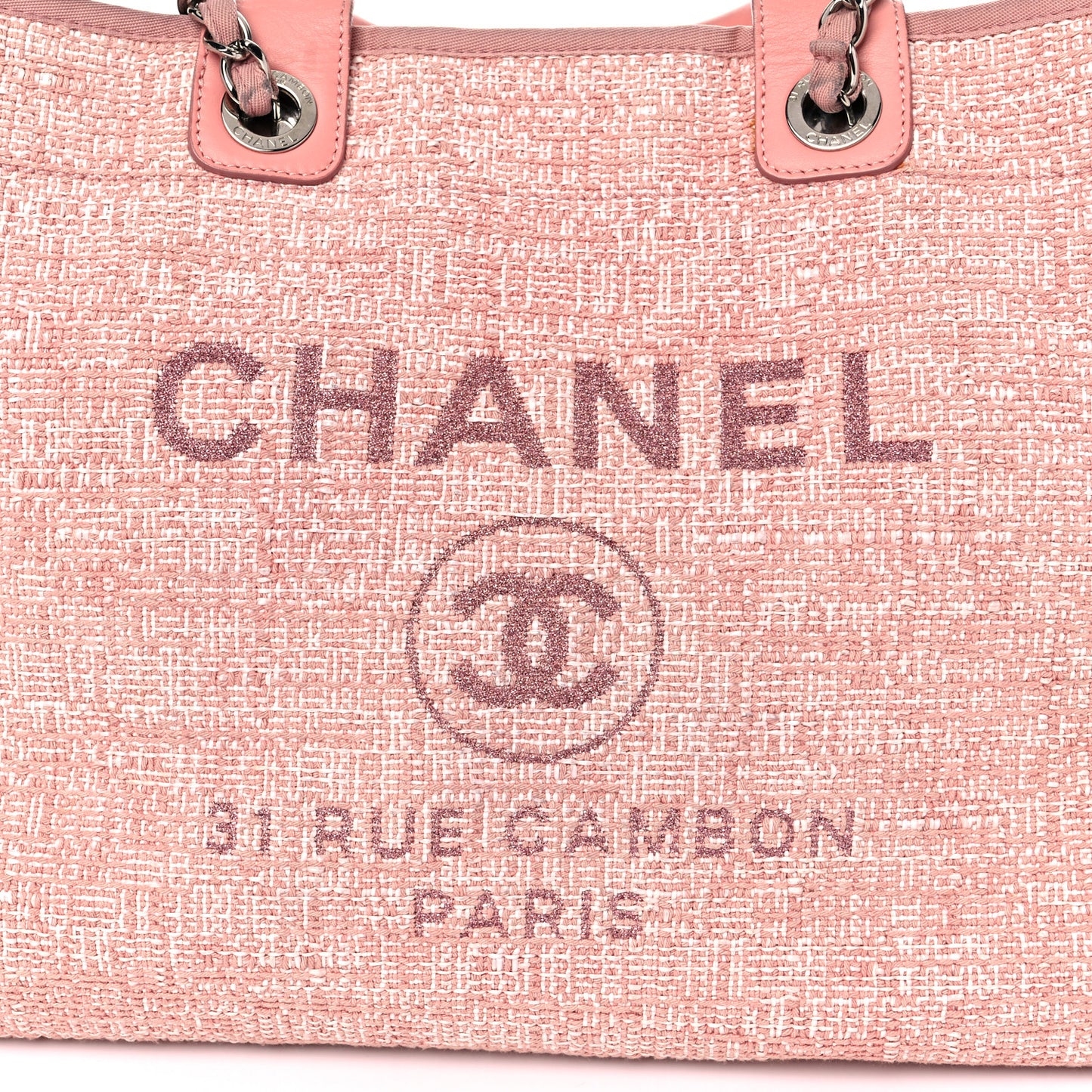 Straw Lurex Large Deauville Tote Pink