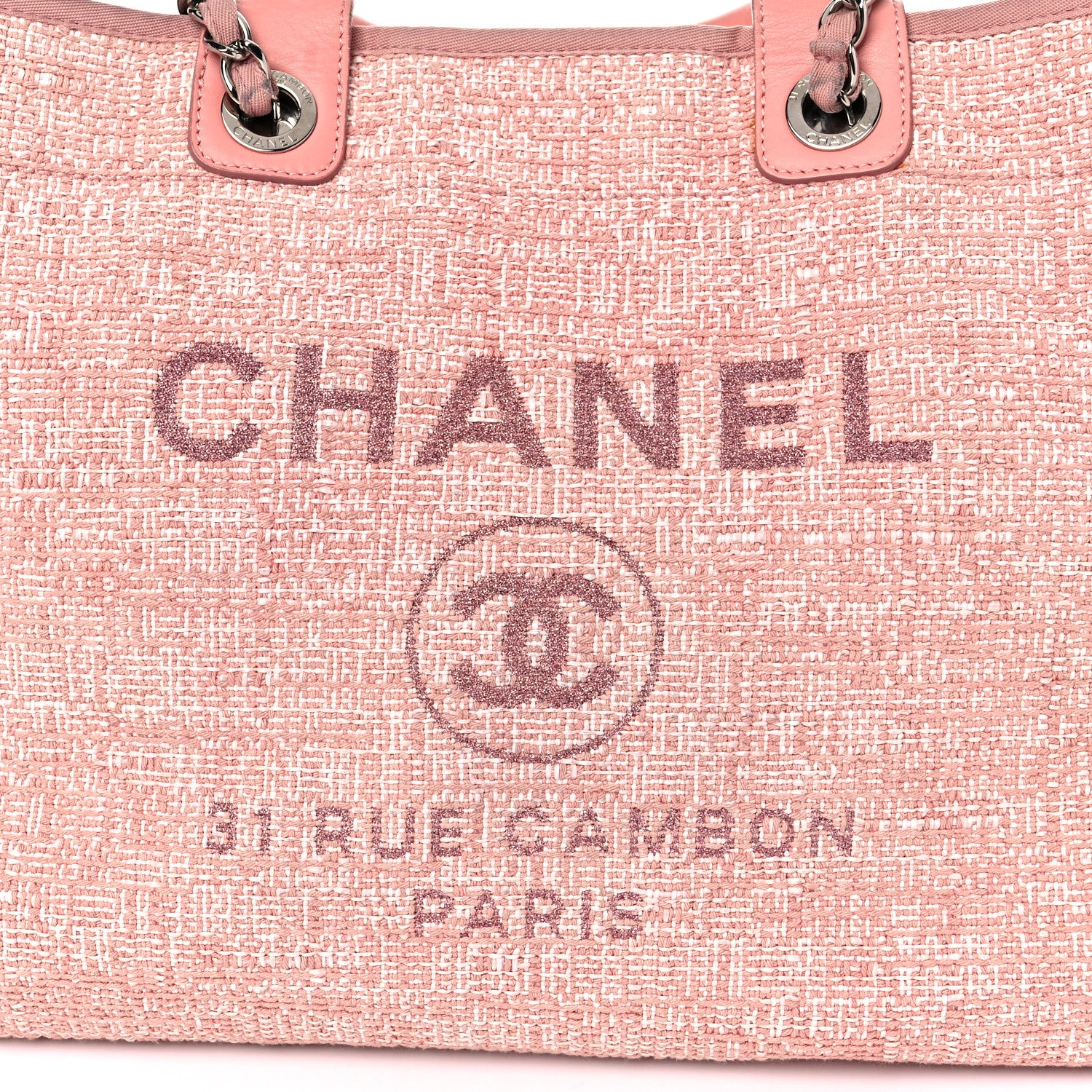 Chanel Straw Lurex Large Deauville Tote Pink 8 of 21