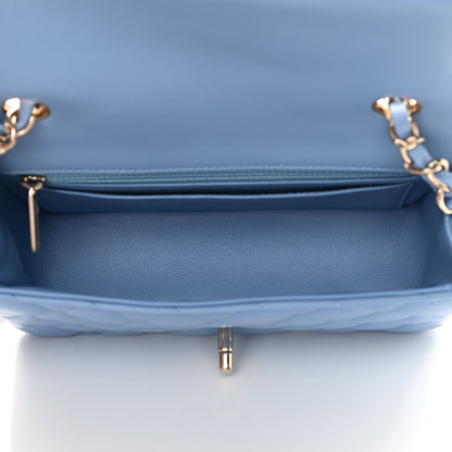 Chanel Lambskin Quilted Mini Rectangular Flap Light Blue 4 of 13