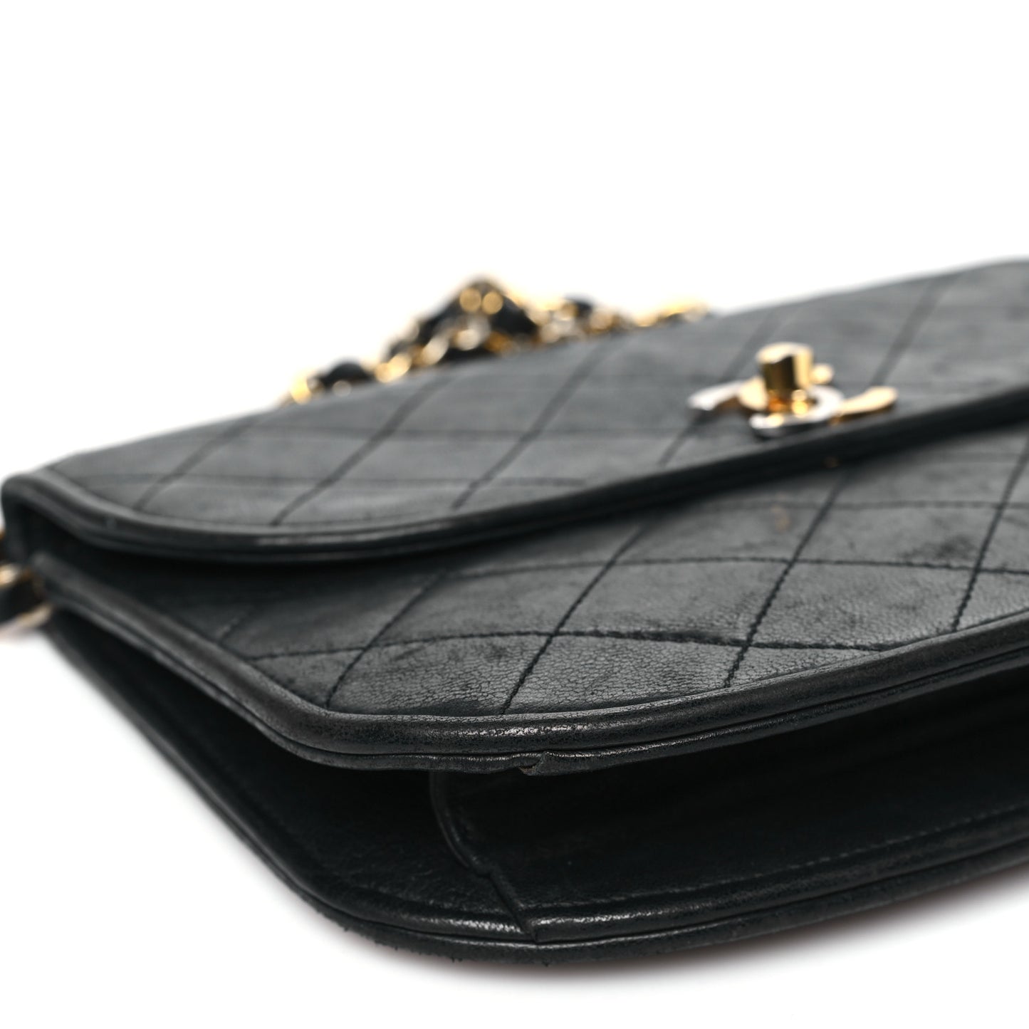 Lambskin Quilted Single Flap Black