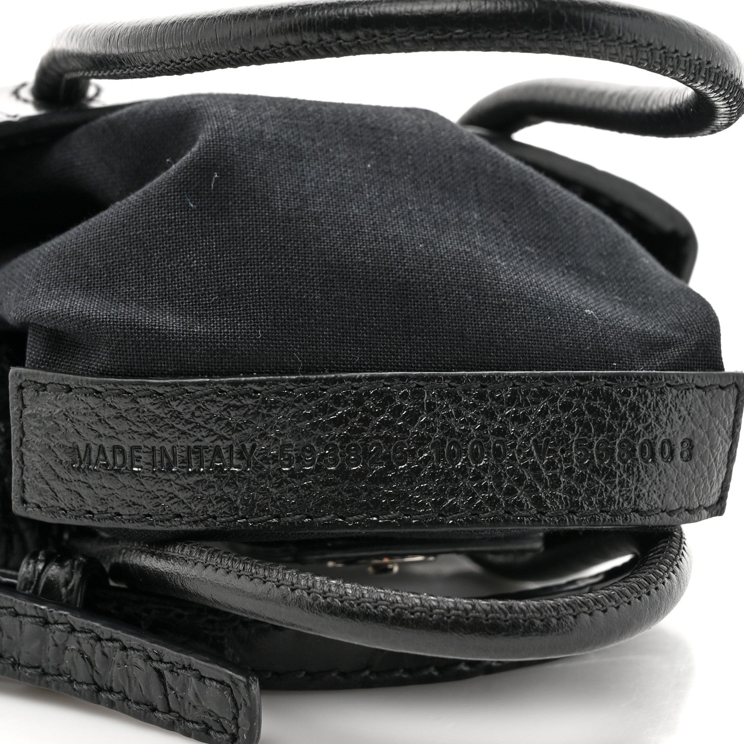 Balenciaga Calfskin Crocodile Embossed Logo Shopping Phone Holder Bag Black 7 of 10