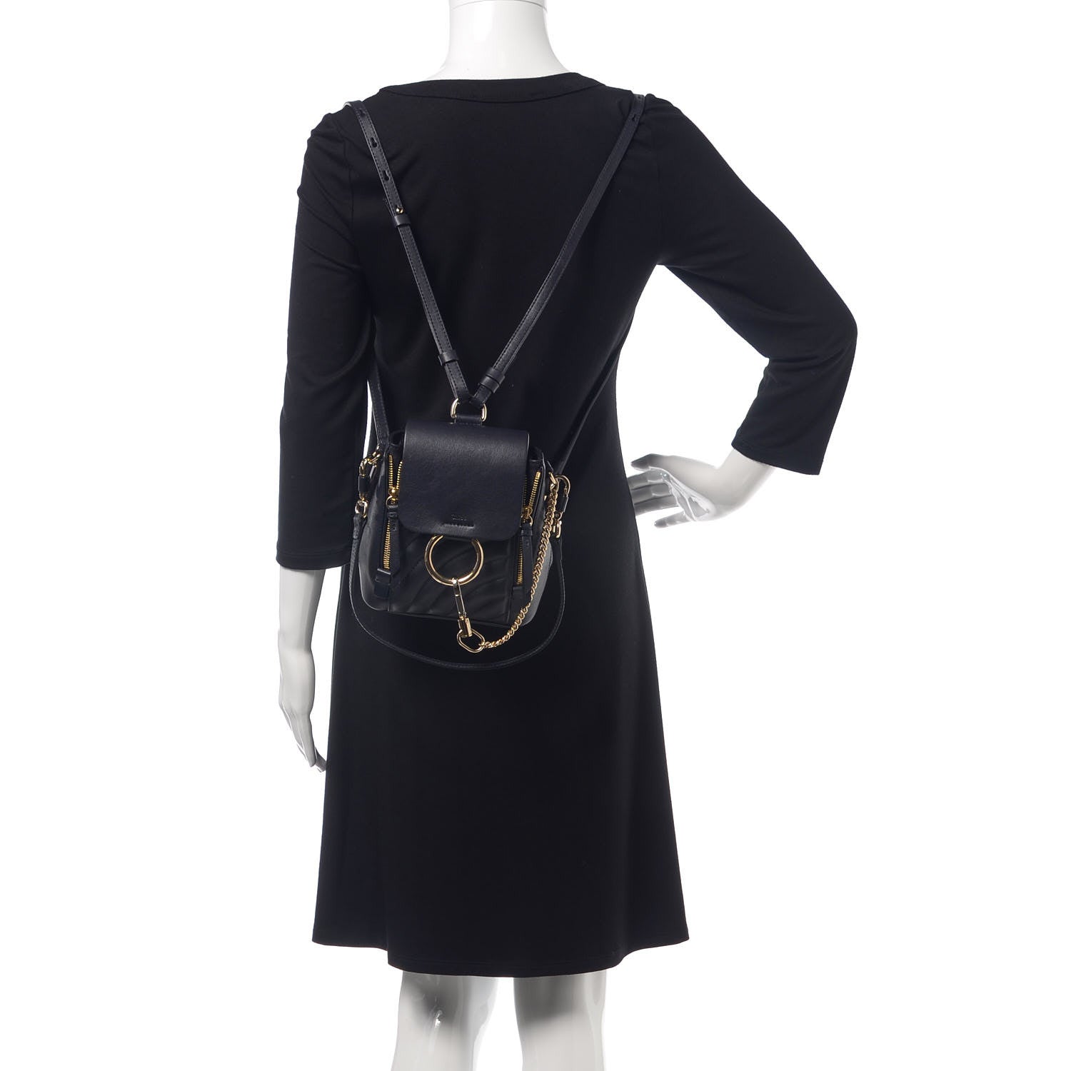Chloe Calfskin Quilted Mini Faye Backpack Full Blue 2 of 7
