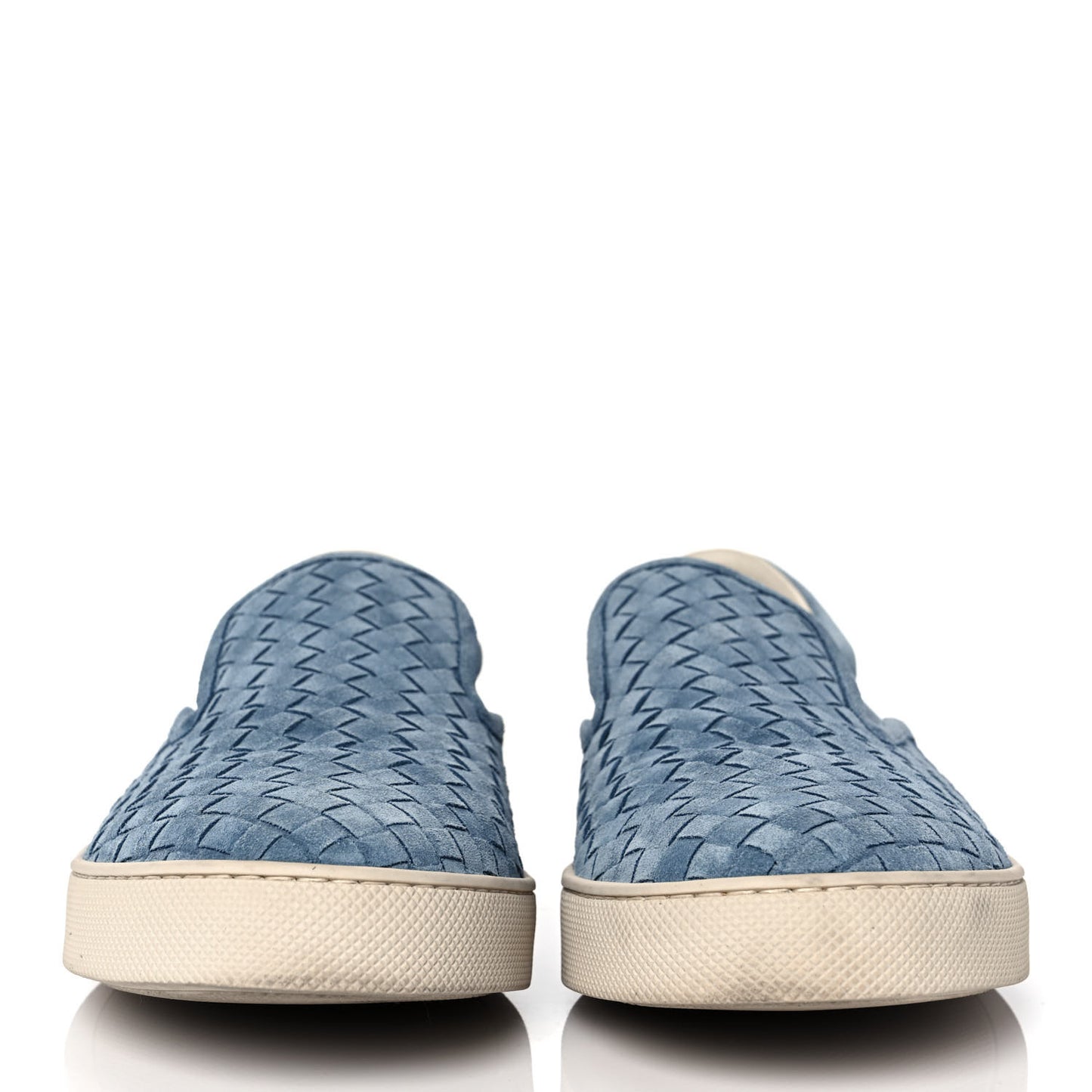 Nappa Intrecciato Suede Mens Slip On Sneakers 43.5 Blue