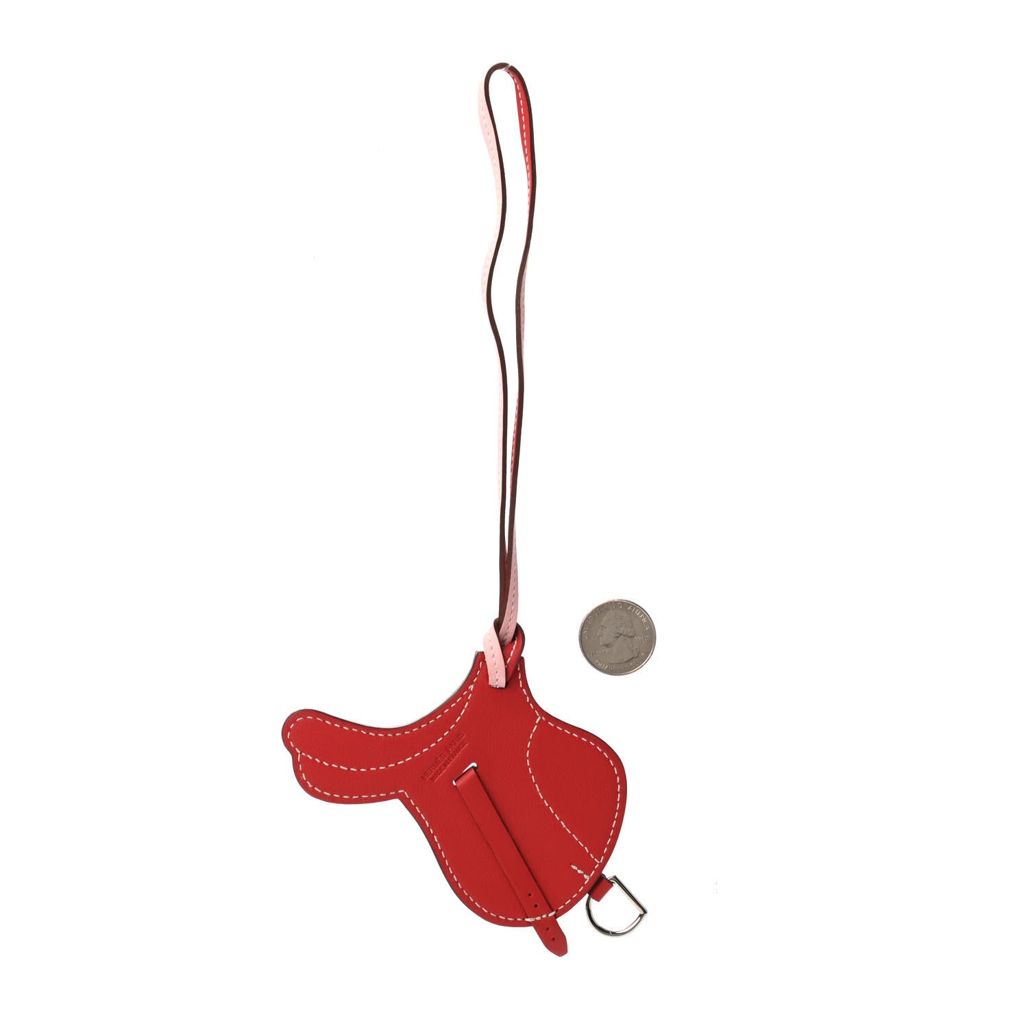 Hermes Swift Paddock Selle Horse Saddle Bag Charm Rouge Rose Sakura 2 of 3