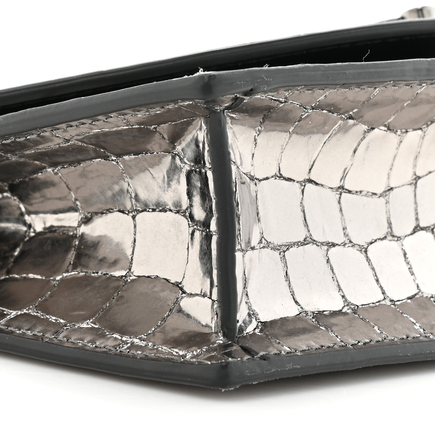 Christian Louboutin Metallic Embossed Crocodile Loubi54 Crossbody Clutch Silver 8 of 13