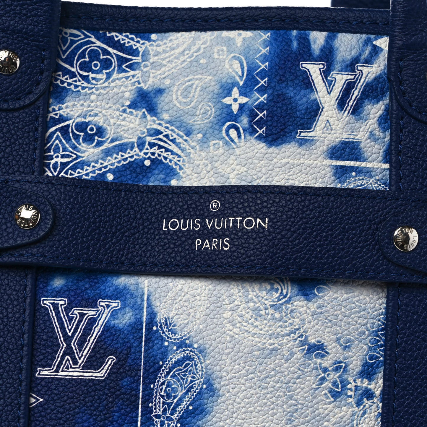 Cowhide Monogram Bandana Journey Tote Blue White