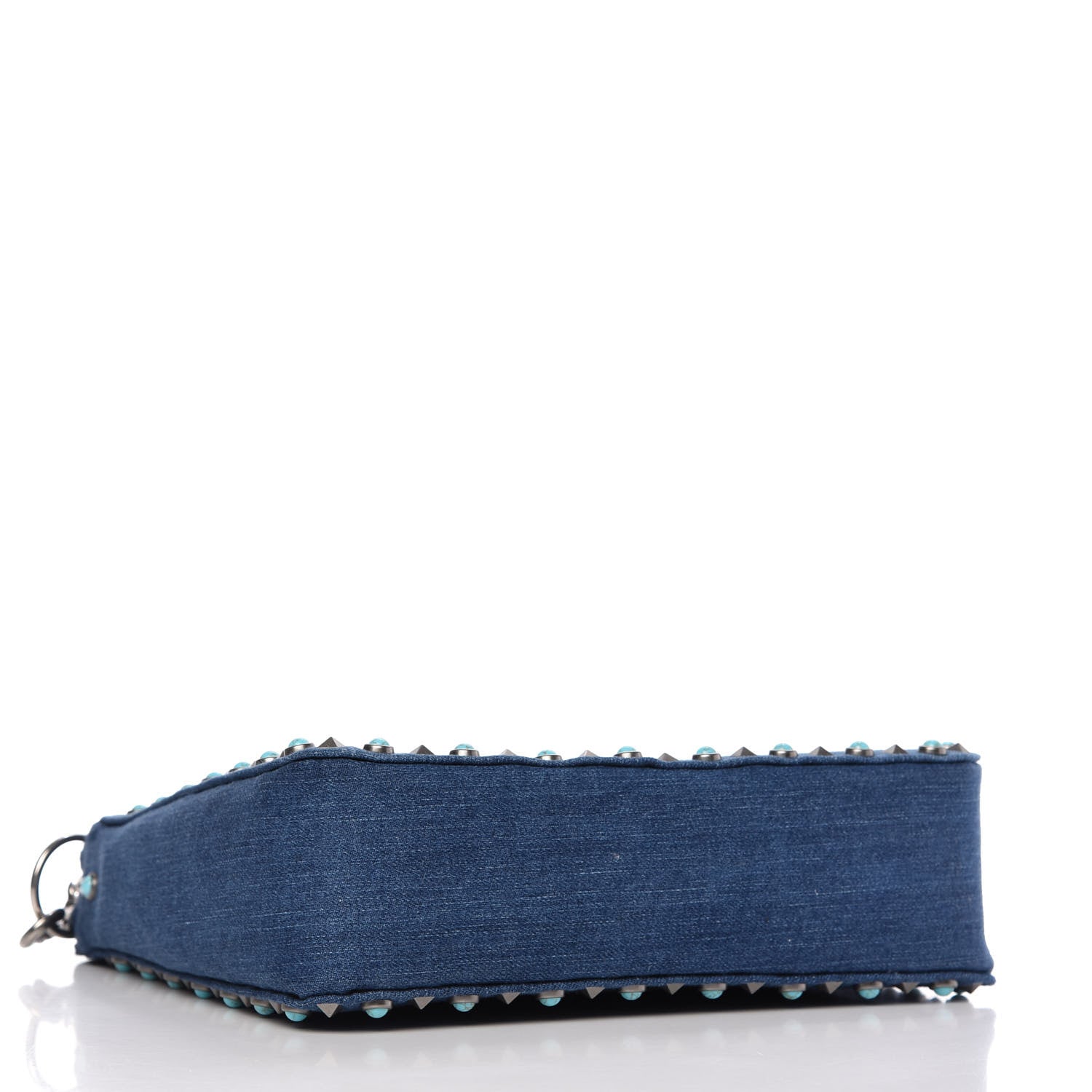 Valentino Garavani Denim Small Guitar Strap Rockstud Rolling Flip-Lock Messenger Bag Blue 4 of 9