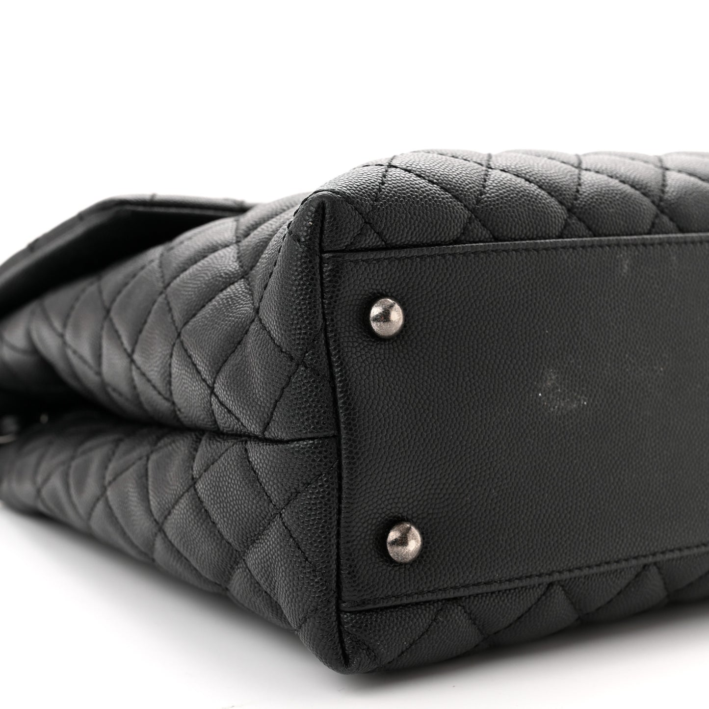 Caviar Lizard Quilted Large Coco Handle Flap Black