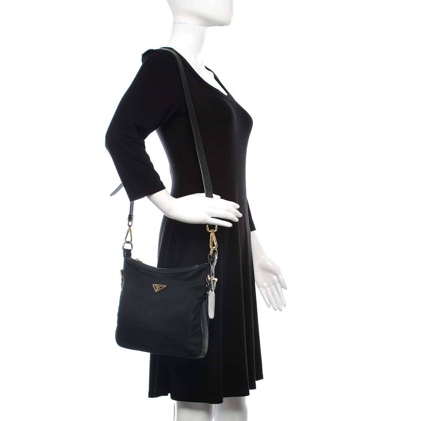 Tessuto Nylon Saffiano Crossbody Bag Black