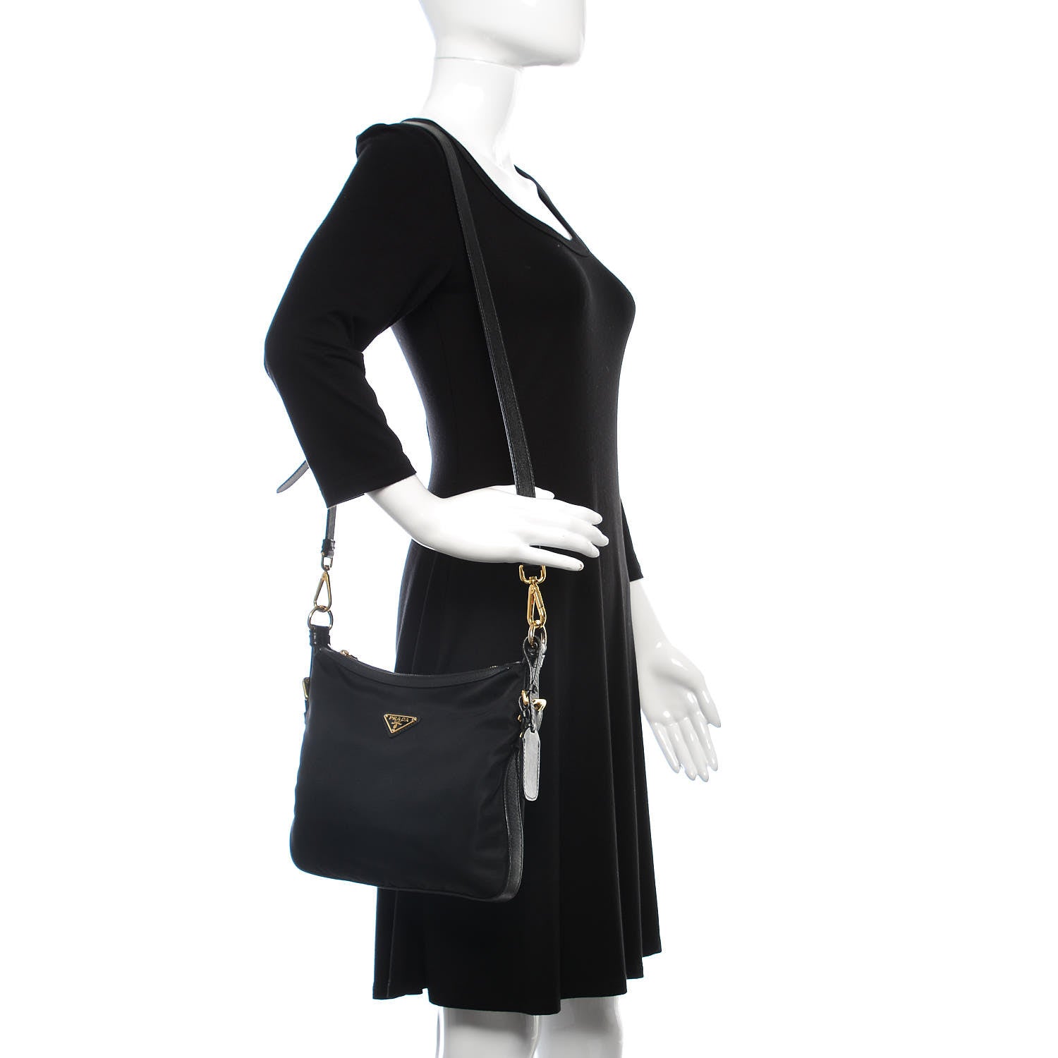 Prada Tessuto Nylon Saffiano Crossbody Bag Black 2 of 10