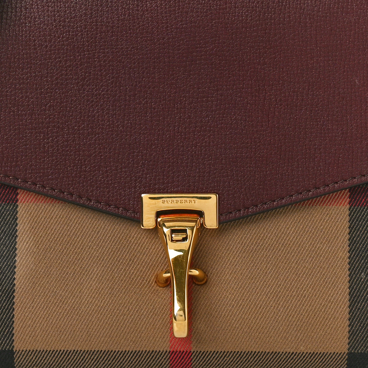 Derby Calfskin House Check Small Macken Crossbody Bag Mahogany Red