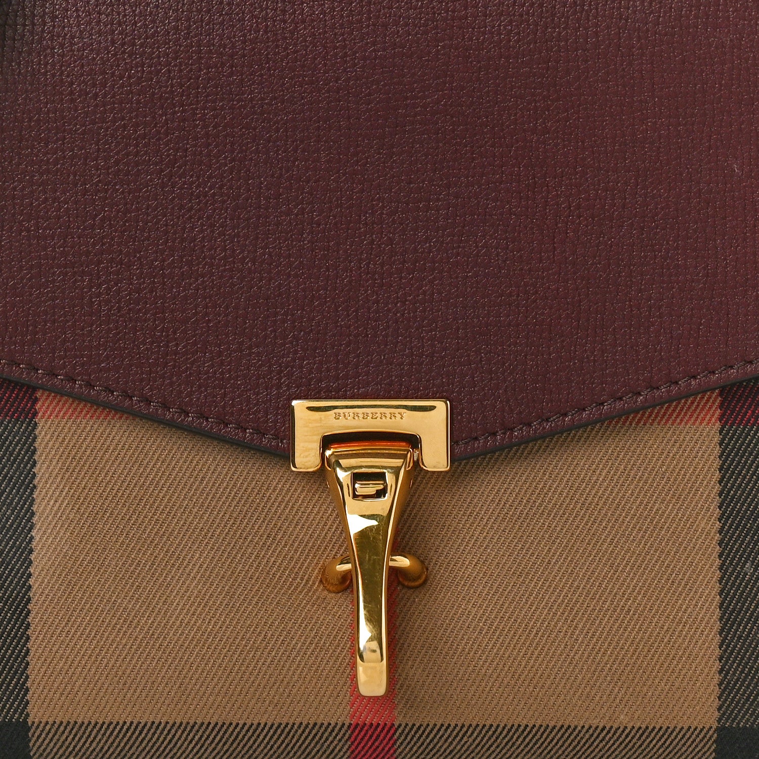 Burberry Derby Calfskin House Check Small Macken Crossbody Bag Mahogany Red 8 of 10