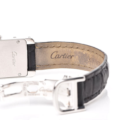 Cartier 18K White Gold Alligator Diamond Bezel 19mm Tank Americaine Quartz Watch 8 of 15