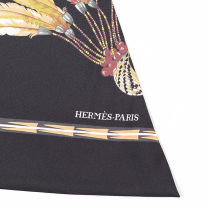 Hermes Silk Brazil Maxi Twilly Black Kaki Vieil 2 of 4