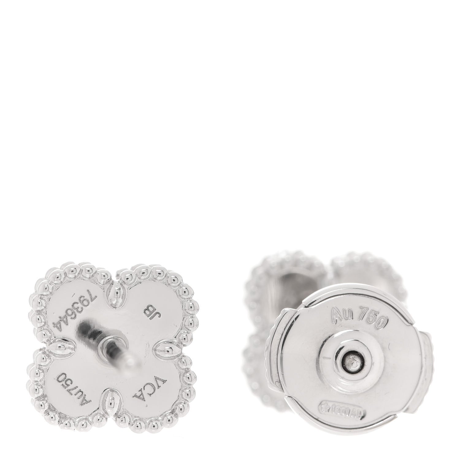 Van Cleef & Arpels 18K White Gold Turquoise Sweet Alhambra Earrings 4 of 5