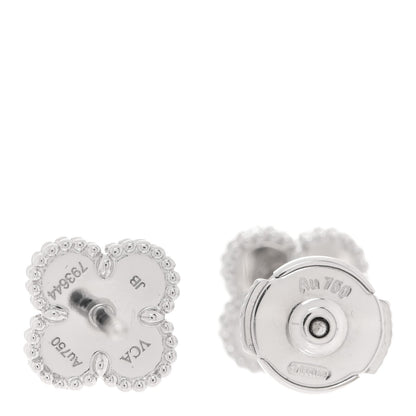 Van Cleef & Arpels 18K White Gold Turquoise Sweet Alhambra Earrings 4 of 5