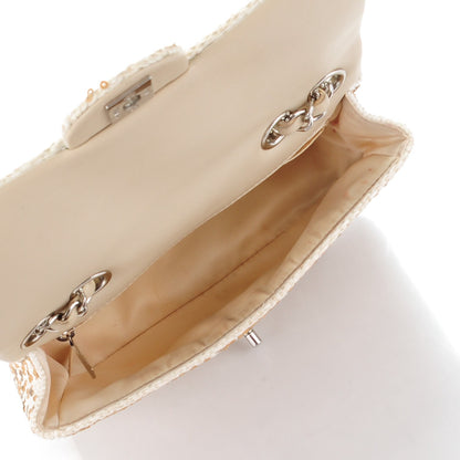 Chanel Raffia Sequin Small Single Flap Beige Gold 6 of 9