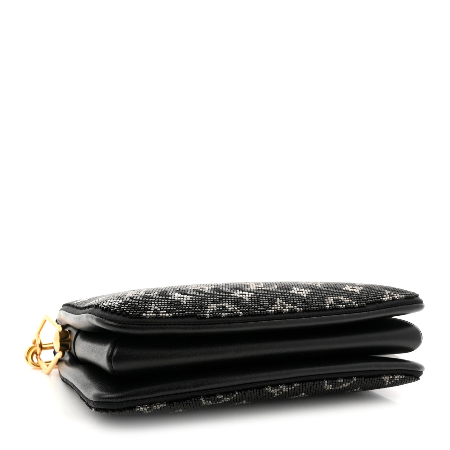 Satin Beaded Embroidered Monogram Coussin BB Black