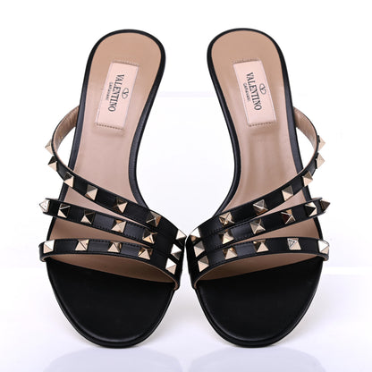 Valentino Garavani Calfskin Rockstud 60mm Slide Sandals 37 Black 5 of 10