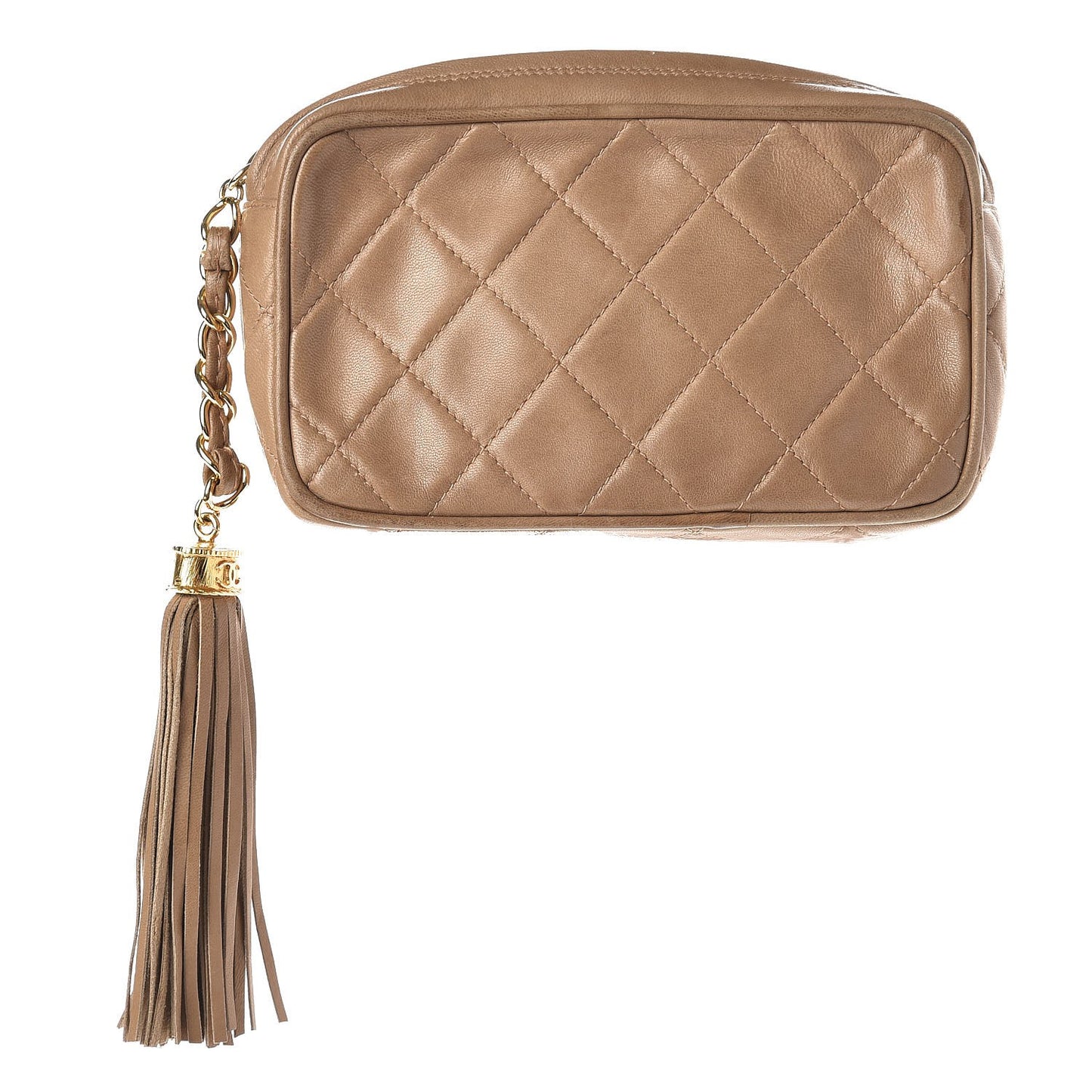 Lambskin Quilted Camera Case Beige