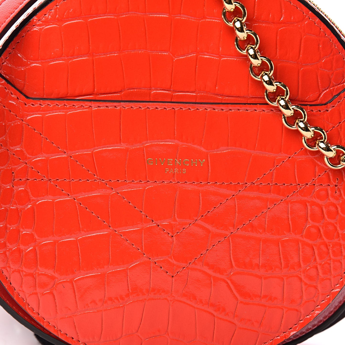 Calfskin Crocodile Embossed Eden Round Red
