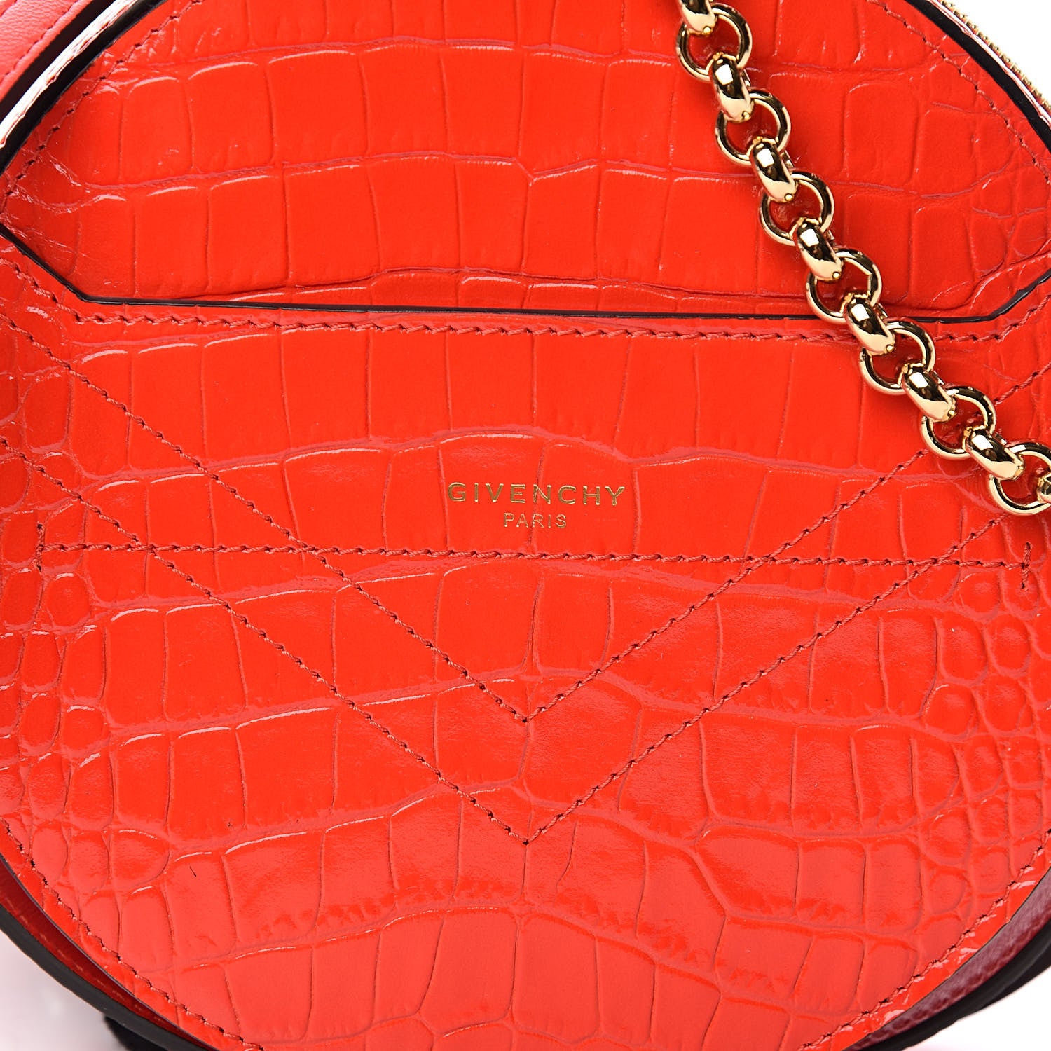 Givenchy Calfskin Crocodile Embossed Eden Round Red 12 of 12