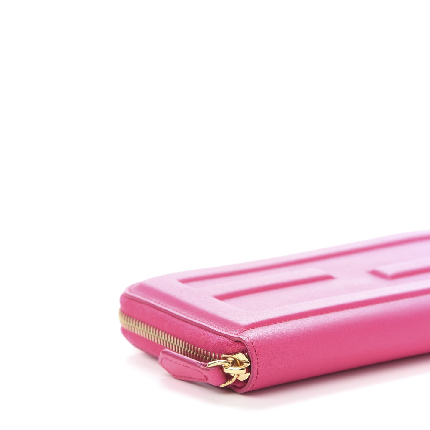 Vitello Flamingo Tube Zip Around Long Wallet Fuchsia