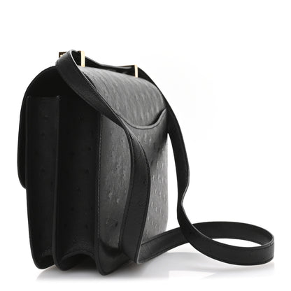 Hermes Ostrich Constance 24 Black 4 of 12