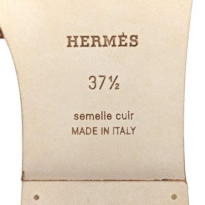 Hermes Box Calfskin Oran Sandals 37.5 Gold 6 of 8