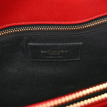 Saint Laurent Grain De Poudre Matelasse Chevron Monogram Shopping Bag Red 6 of 12