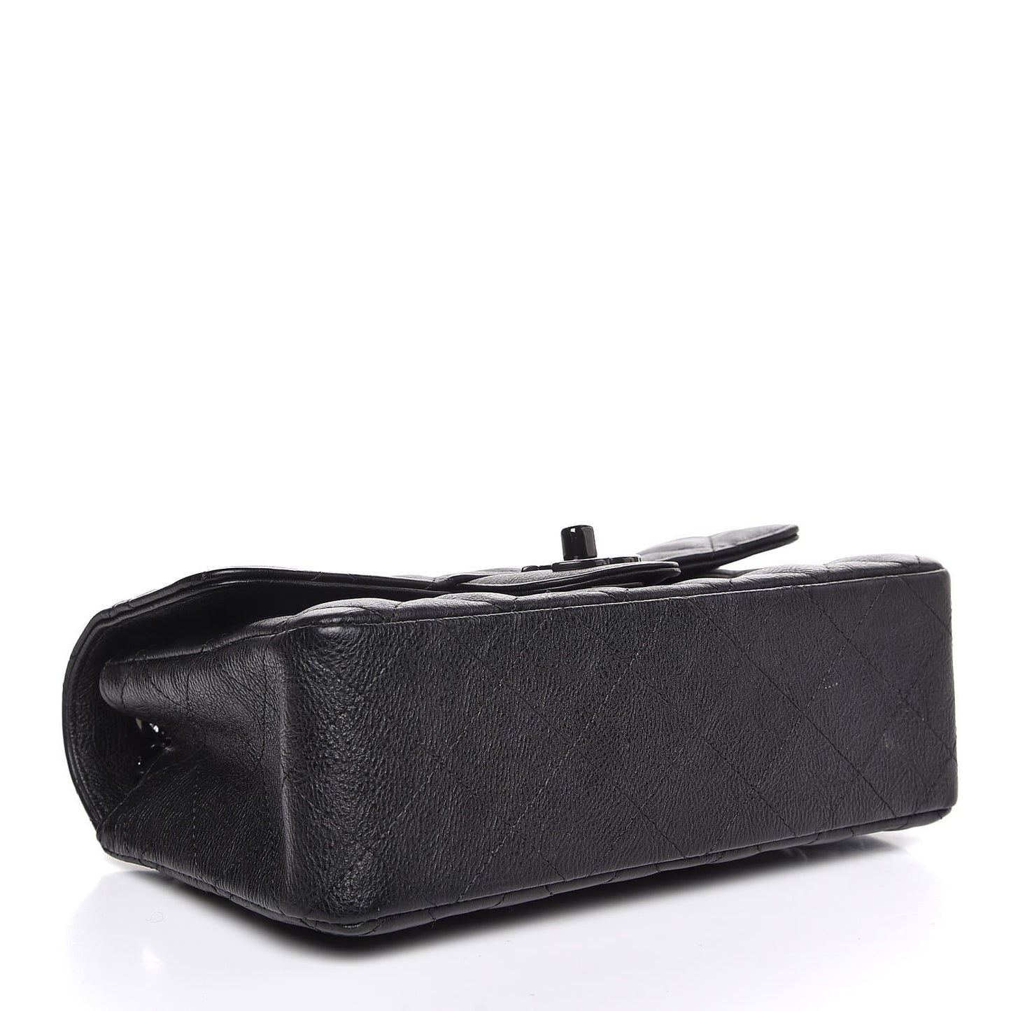Crumpled Calfskin Quilted Mini Rectangular Flap So Black