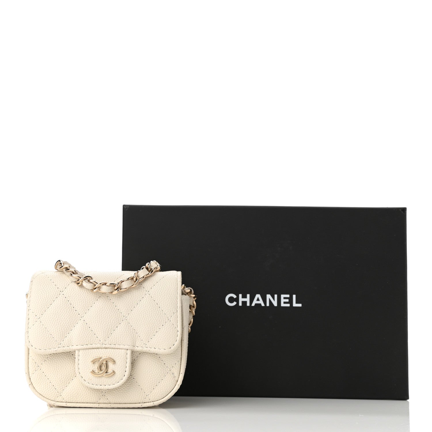 Chanel Caviar Quilted Mini Clutch With Chain White 12 of 12