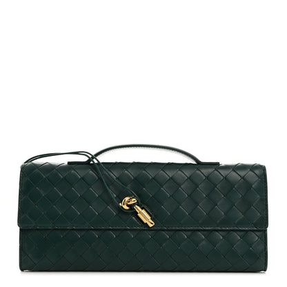 Bottega Veneta Nappa Intrecciato Long Andiamo Top Handle Clutch Emerald Green 1 of 7